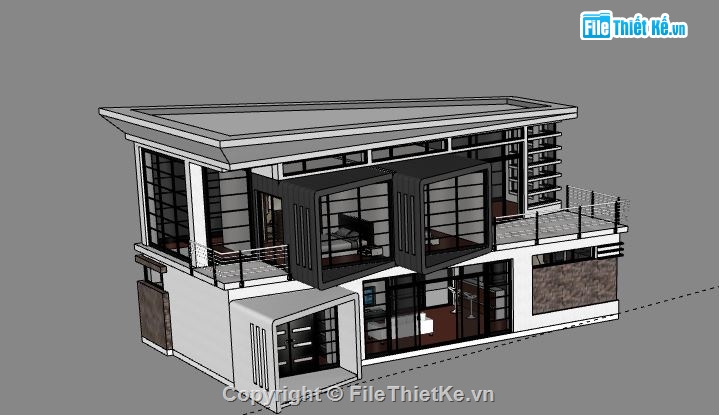 Biệt thự 2 tầng,model su biệt thự 2 tầng,biệt thự 2 tầng file su