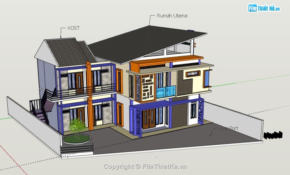 Biệt thự 2 tầng,model su biệt thự 2 tầng,biệt thự 2 tầng file su,file sketchup biệt thự 2 tầng,biệt thự 2 tầng sketchup