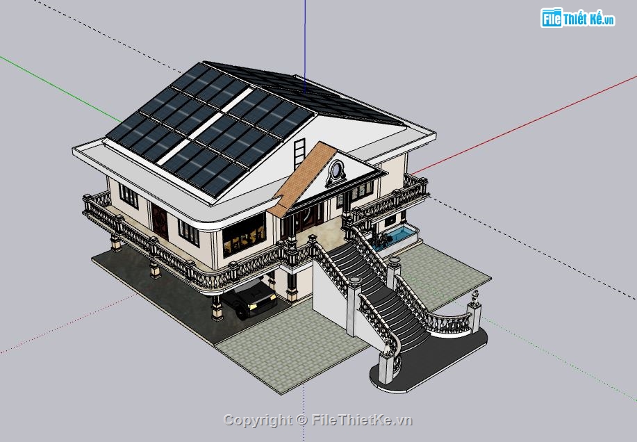Biệt thự 2 tầng,Model su biệt thự 2 tầng,sketchup biệt thự 2 tầng