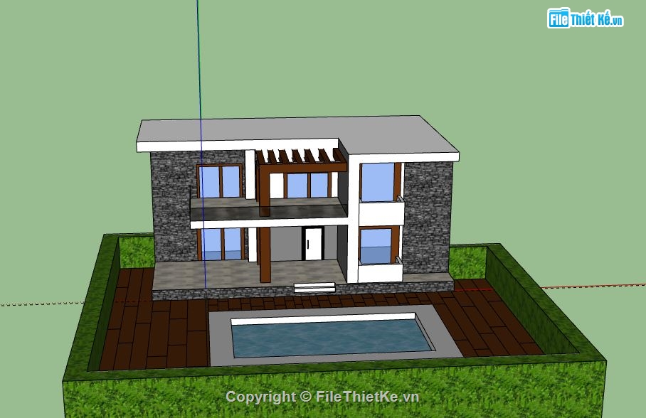 Biệt thự 2 tầng,model su biệt thự 2 tầng,mẫu biệt thự 2 tầng sketchup,biệt thự 2 tầng file su