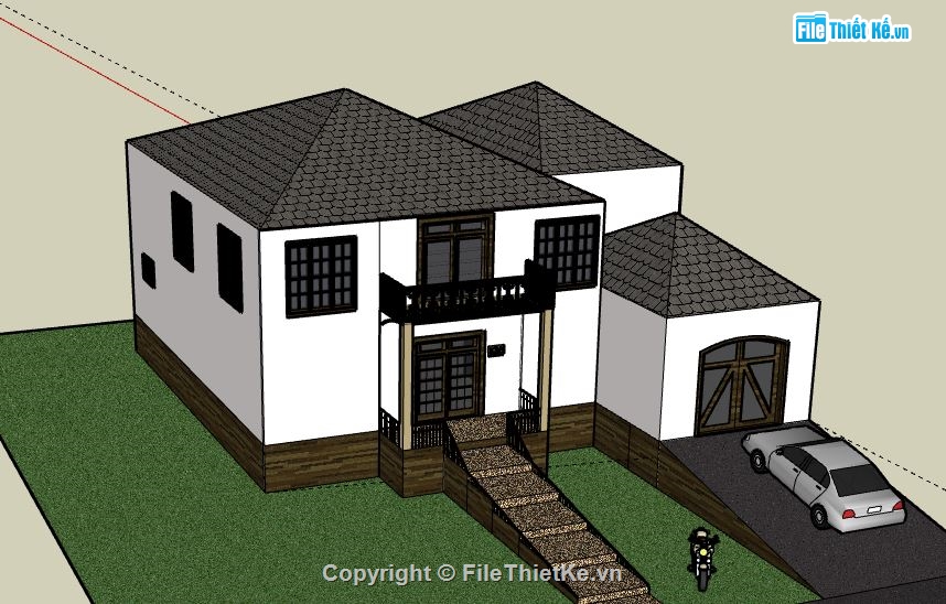 Biệt thự 2 tầng,model su biệt thự 2 tầng,biệt thự 2 tầng file su,sketchup biệt thự 2 tầng,biệt thự 2 tầng sketchup