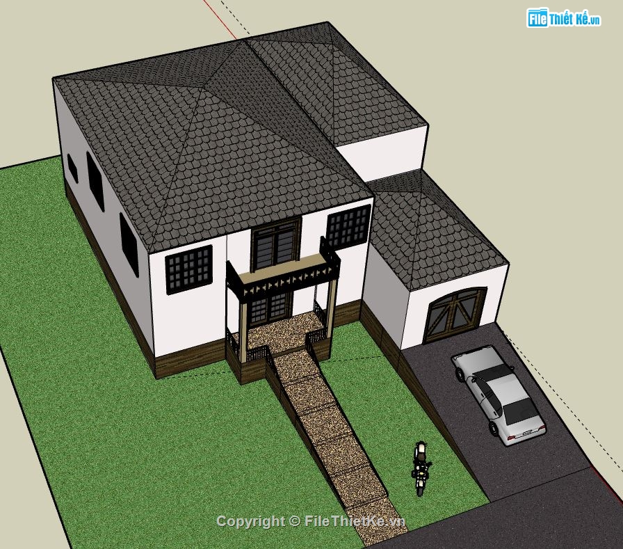 Biệt thự 2 tầng,model su biệt thự 2 tầng,biệt thự 2 tầng file su,sketchup biệt thự 2 tầng,biệt thự 2 tầng sketchup