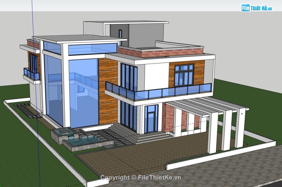 Biệt thự 2 tầng,model su biệt thự 2 tầng,biệt thự 2 tầng sketchup