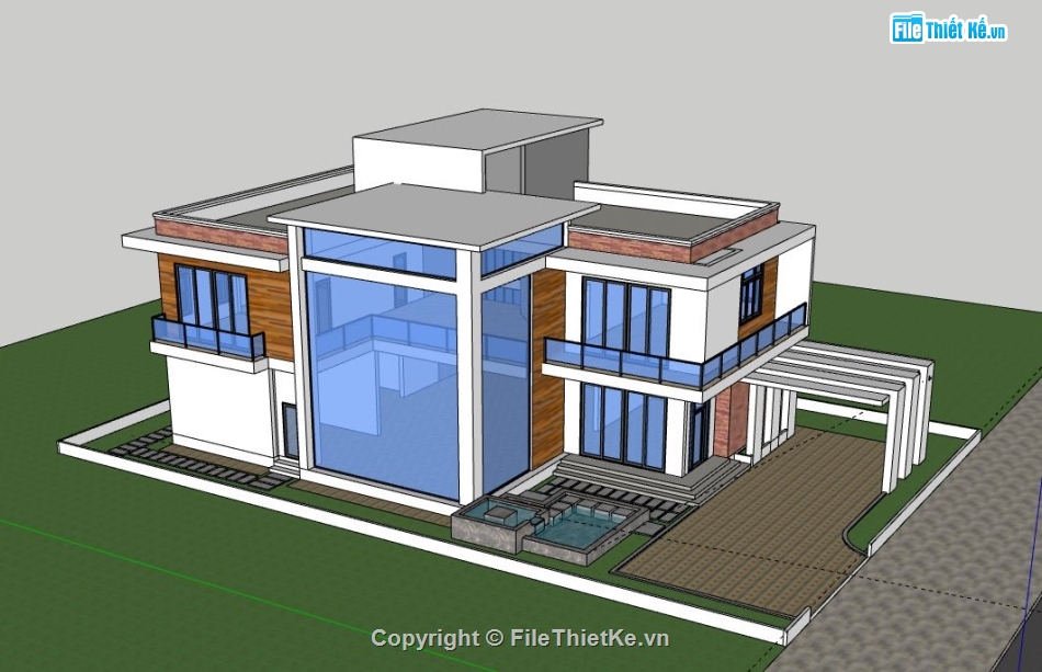 Biệt thự 2 tầng,model su biệt thự 2 tầng,biệt thự 2 tầng sketchup