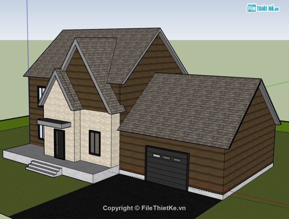 biệt thự 2 tầng file su,file sketchup biệt thự 2 tầng,biệt thự 2 tầng sketchup