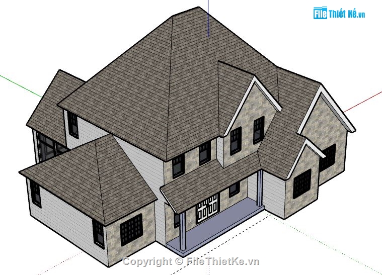 Biệt thự 2 tầng,model su biệt thự 2 tầng,biệt thự 2 tầng file su,file sketchup biệt thự 2 tầng hiện đại