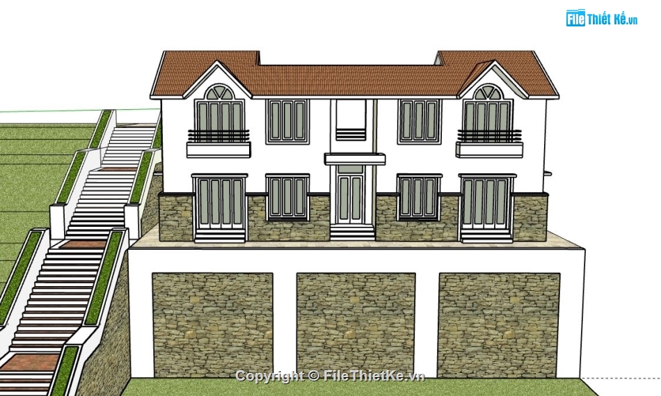 Biệt thự 2 tầng,model su biệt thự 2 tầng,biệt thự 2 tầng file su,sketchup biệt thự 2 tầng