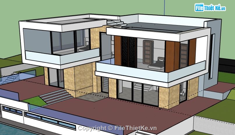 Biệt thự 2 tầng,model su biệt thự 2 tầng,biệt thự 2 tầng file su,file sketchup biệt thự 2 tầng,biệt thự 2 tầng sketchup