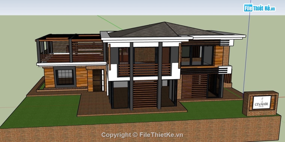 biệt thự 2 tầng,su biệt thự 2 tầng,model su biệt thự 2 tầng,file sketchup biệt thự 2 tầng
