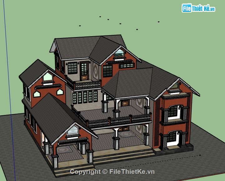 Biệt thự 2 tầng,model su biệt thự 2 tầng,biệt thự 2 tầng file su