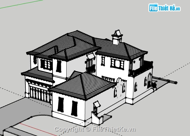 Biệt thự 2 tầng,model su biệt thự 2 tầng,biệt thự 2 tầng file su