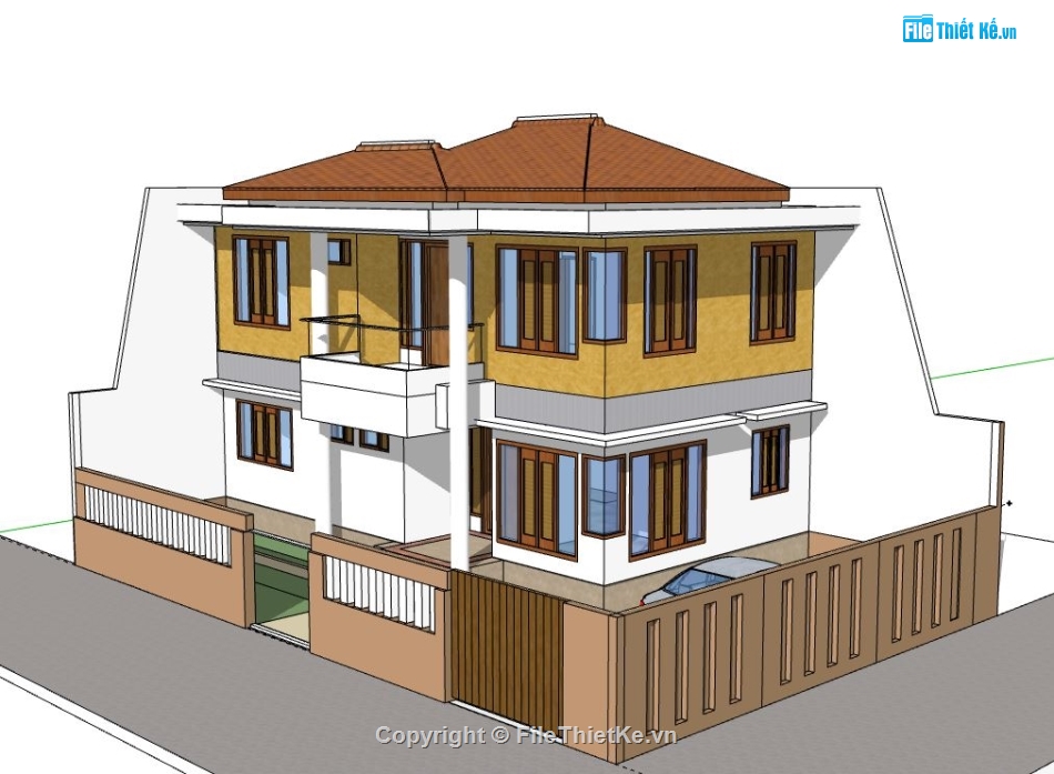 Biệt thự 2 tầng,model su biệt thự 2 tầng,file su biệt thự 2 tầng,biệt thự 2 tầng sketchup