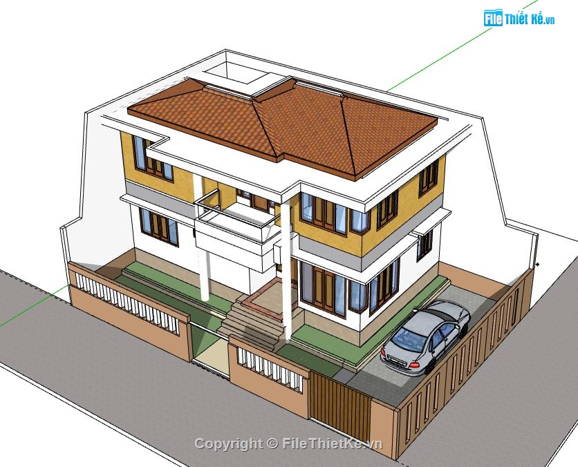 Biệt thự 2 tầng,model su biệt thự 2 tầng,file su biệt thự 2 tầng,biệt thự 2 tầng sketchup