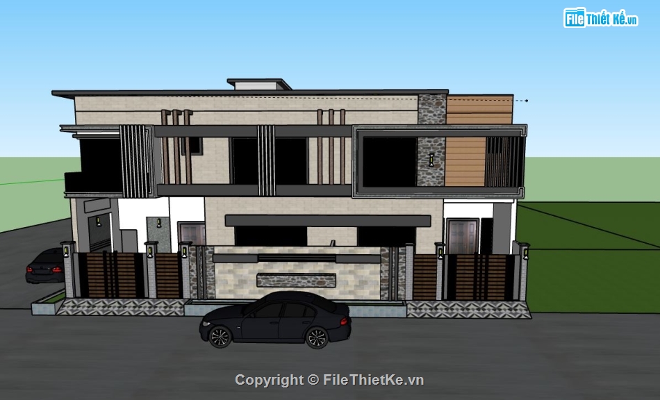 Biệt thự 2 tầng,model su biệt thự 2 tầng,biệt thự 2 tầng file su