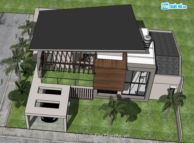 Biệt thự 2 tầng,file su biệt thự 2 tầng,model su biệt thự 2 tầng,biệt thự 2 tầng file sketchup