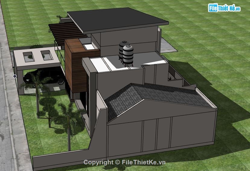 Biệt thự 2 tầng,file su biệt thự 2 tầng,model su biệt thự 2 tầng,biệt thự 2 tầng file sketchup