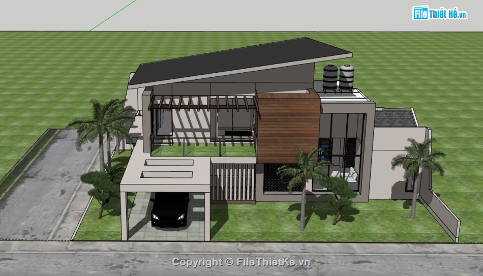 Biệt thự 2 tầng,file su biệt thự 2 tầng,model su biệt thự 2 tầng,biệt thự 2 tầng file sketchup