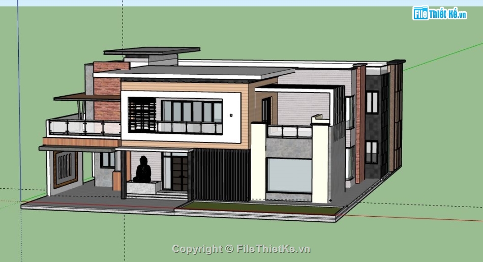 Biệt thự 2 tầng,model su biệt thự 2 tầng,file su biệt thự 2 tầng,mẫu biệt thự 2 tầng sketchup,biệt thự 2 tầng model su