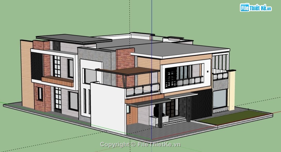 Biệt thự 2 tầng,model su biệt thự 2 tầng,file su biệt thự 2 tầng,mẫu biệt thự 2 tầng sketchup,biệt thự 2 tầng model su