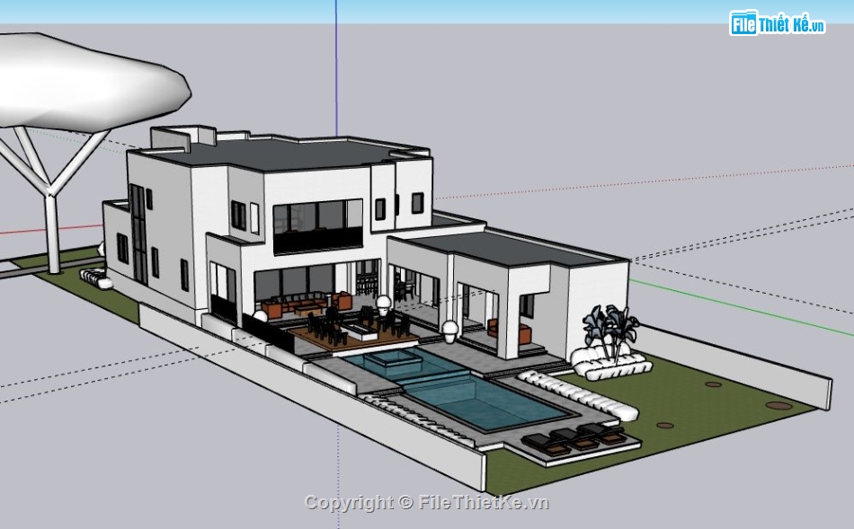 Biệt thự 2 tầng,model su biệt thự 2 tầng,file su biệt thự 2 tầng,sketchup biệt thự 2 tầng