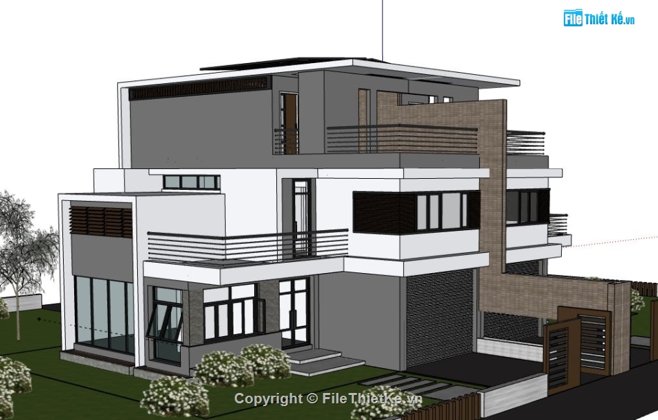 Biệt thự 2 tầng,model su biệt thự 2 tầng,file su biệt thự 2 tầng,biệt thự 2 tầng sketchup