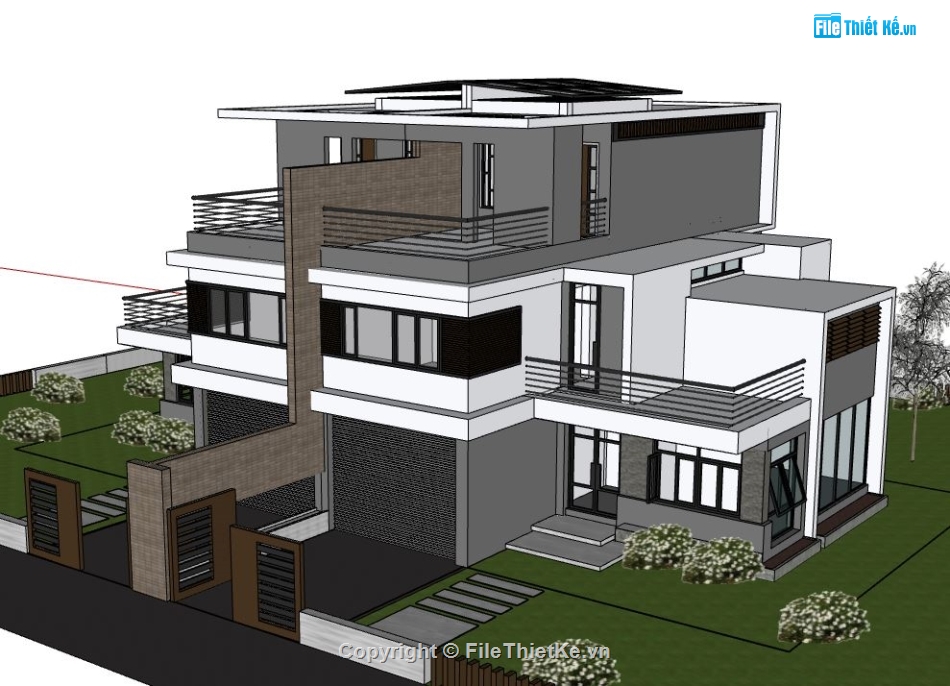 Biệt thự 2 tầng,model su biệt thự 2 tầng,file su biệt thự 2 tầng,biệt thự 2 tầng sketchup