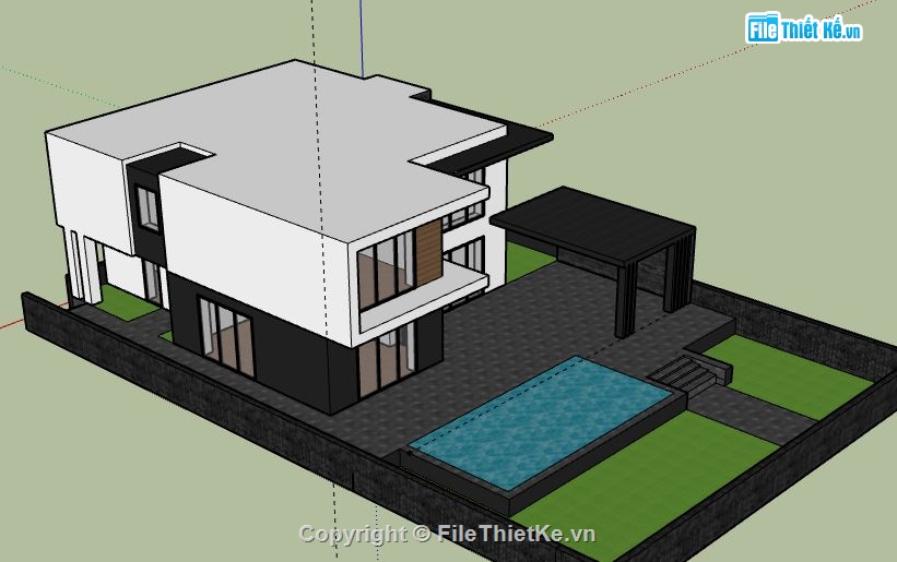 Biệt thự 2 tầng,model su biệt thự 2 tầng,mẫu biệt thự 2 tầng sketchup,file sketchup biệt thự 2 tầng,biệt thự 2 tầng sketchup