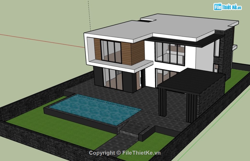 Biệt thự 2 tầng,model su biệt thự 2 tầng,mẫu biệt thự 2 tầng sketchup,file sketchup biệt thự 2 tầng,biệt thự 2 tầng sketchup