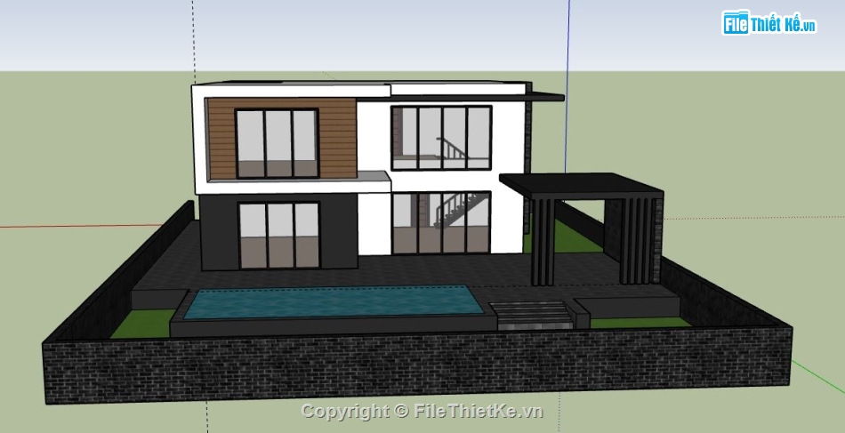 Biệt thự 2 tầng,model su biệt thự 2 tầng,mẫu biệt thự 2 tầng sketchup,file sketchup biệt thự 2 tầng,biệt thự 2 tầng sketchup