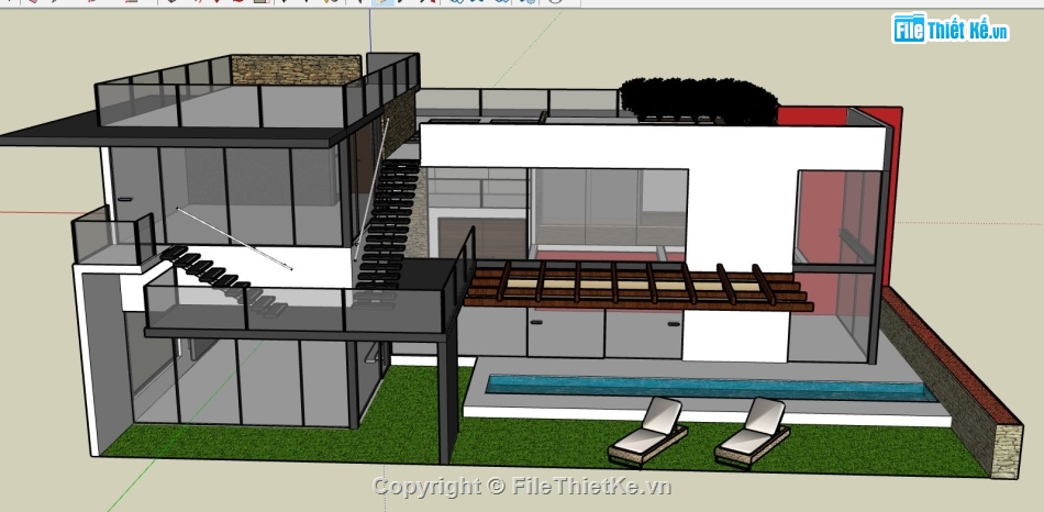 model su biệt thự,file sketchup biệt thự,biệt thự  model su