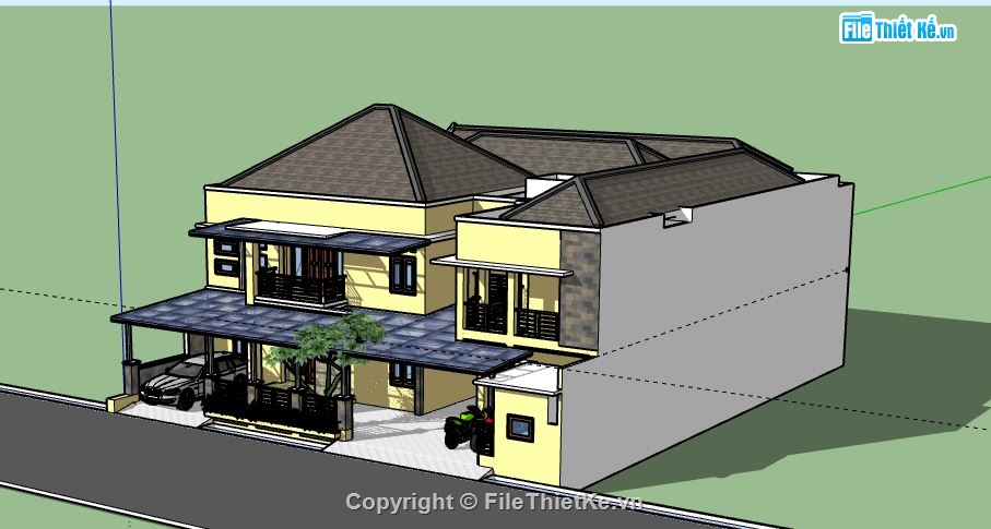 Biệt thự 2 tầng,model su biệt thự 2 tầng,biệt thự 2 tầng file su