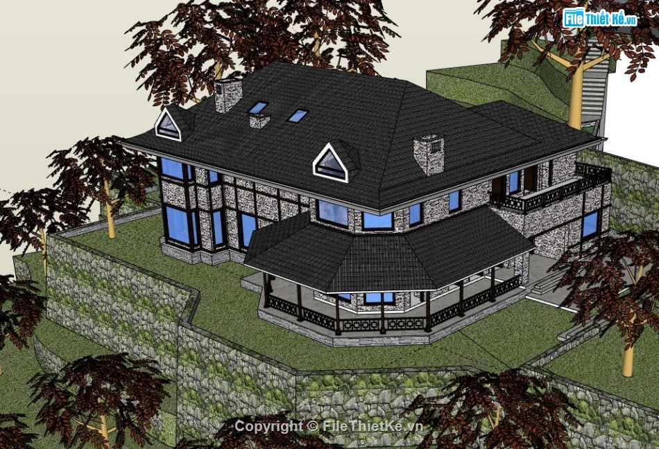 Biệt thự  2 tầng,model su biệt thự 2 tầng,file sketchup biệt thự 2 tầng,biệt thự 2 tầng model sketchup,file su biệt thự 2 tầng