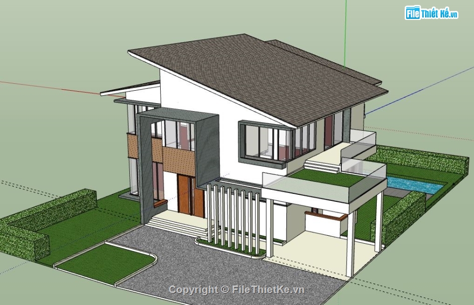 Biệt thự 2 tầng,model su biệt thự 2 tầng,file su biệt thự 2 tầng,biệt thự 2 tầng sketchup