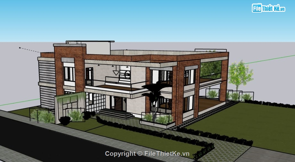 Biệt thự 2 tầng,model su biệt thự 2 tầng,biệt thự 2 tầng sketchup
