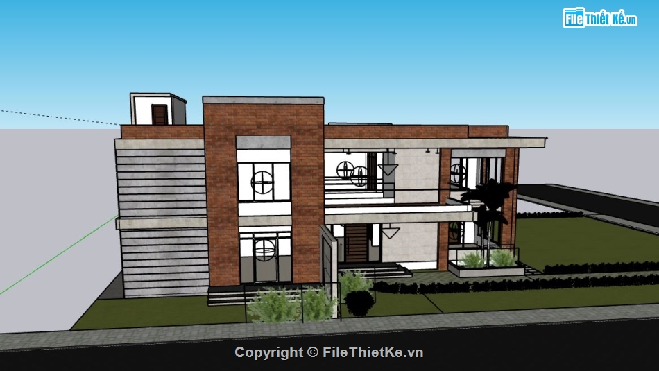 Biệt thự 2 tầng,model su biệt thự 2 tầng,biệt thự 2 tầng sketchup