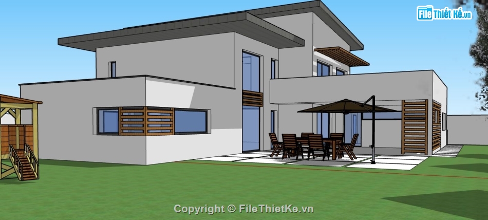 sketchup 2 tầng,file su biệt thự,sketchup biệt thự