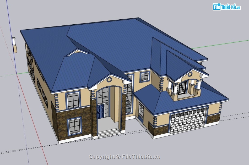 Biệt thự 2 tầng,model su biệt thự 2 tầng,biệt thự 2 tầng file su