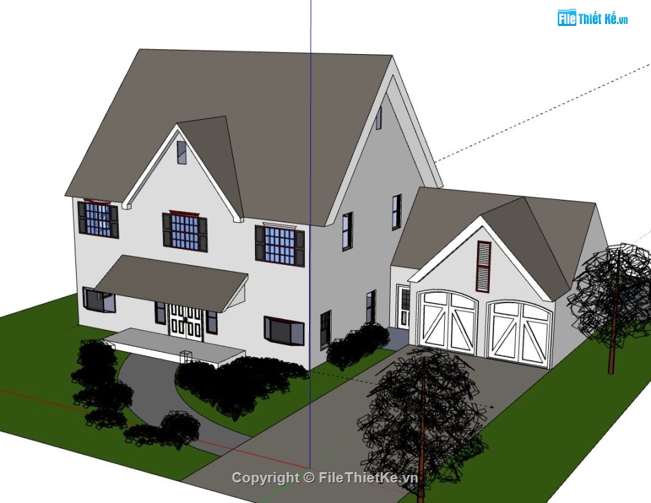 Biệt thự 2 tầng,model su biệt thự 2 tầng,file su biệt thự 2 tầng,biệt thự 2 tầng sketchup,sketchup biệt thự 2 tầng