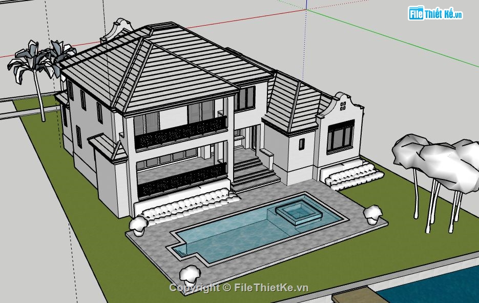 Biệt thự 2 tầng,model su biệt thự 2 tầng,biệt thự 2 tầng file su