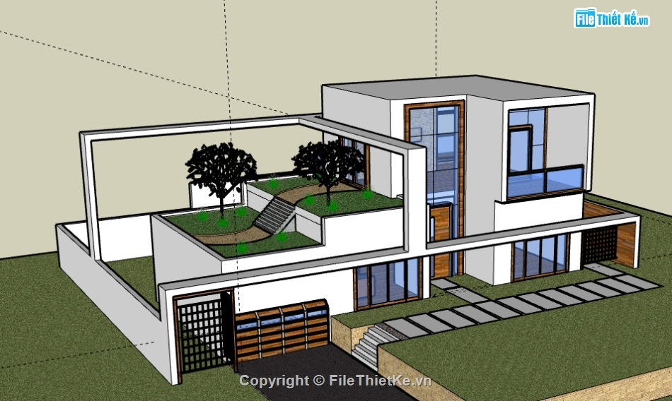 Biệt thự 2 tầng,model su biệt thự 2 tầng,biệt thự 2 tầng file su,file sketchup biệt thự 2 tầng