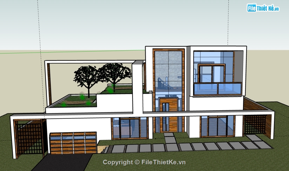 Biệt thự 2 tầng,model su biệt thự 2 tầng,biệt thự 2 tầng file su,file sketchup biệt thự 2 tầng