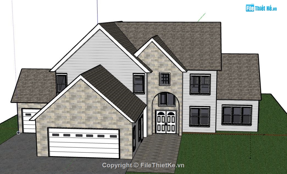 Biệt thự 2 tầng,model su biệt thự 2 tầng,biệt thự 2 tầng file su,sketchup biệt thự 2 tầng