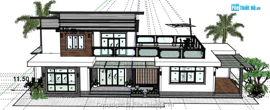 File su biệt thự 2 tầng,model su biệt thự 2 tầng,biệt thự 2 tầng file sketchup,sketchup biệt thự 2 tầng