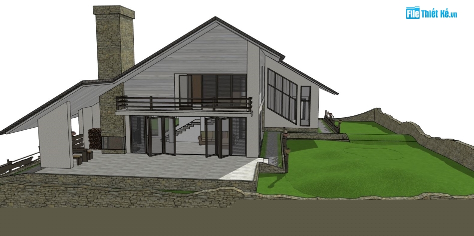 file su biệt thự,sketchup biệt thự,model su biệt thự 2 tầng