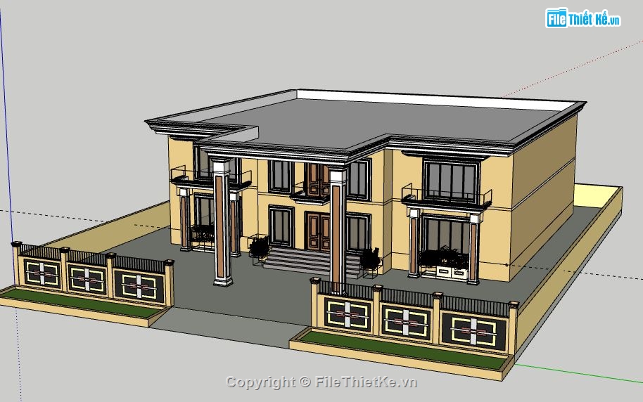 Biệt thự 2 tầng,File su biệt thự 2 tầng,sketchup biệt thự 2 tầng,biệt thự 2 tầng sketchup,file sketchup biệt thự 2 tầng