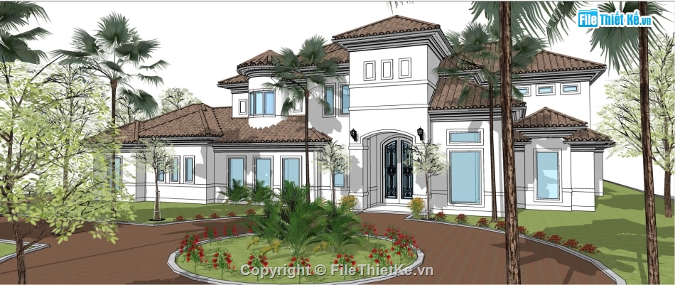 file su biệt thự,file sketchup biệt thự 2 tầng,model su biệt thự,model biệt thự 2 tầng su