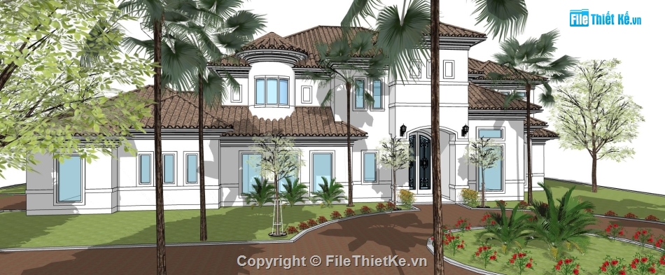 file su biệt thự,file sketchup biệt thự 2 tầng,model su biệt thự,model biệt thự 2 tầng su