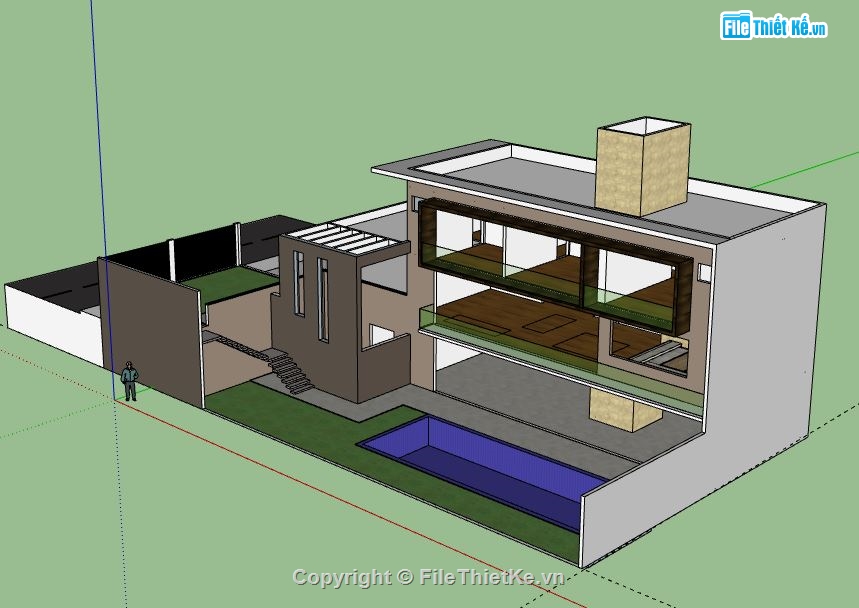 Biệt thự 2 tầng,model su biệt thự 2 tầng,biệt thự 2 tầng file sketchup,sketchup biệt thự 2 tầng