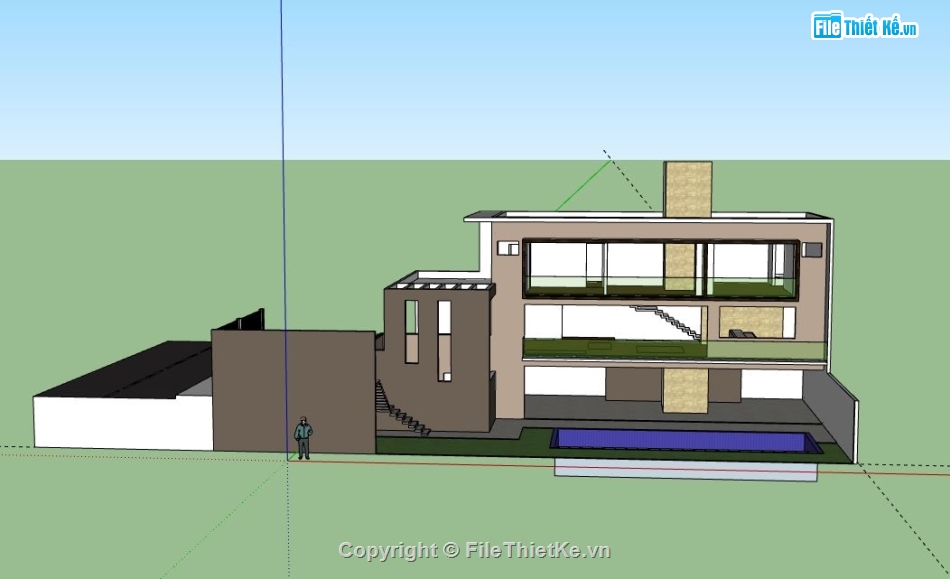 Biệt thự 2 tầng,model su biệt thự 2 tầng,biệt thự 2 tầng file sketchup,sketchup biệt thự 2 tầng