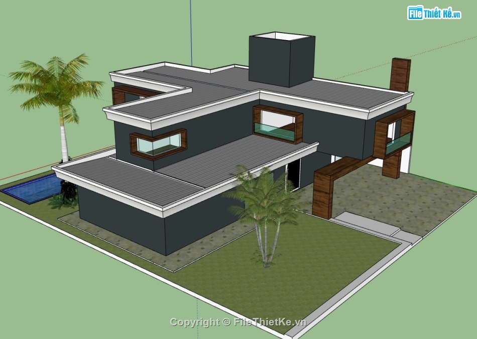 Biệt thự 2 tầng,model su biệt thự 2 tầng,file sketchup biệt thự 2 tầng,biệt thự 2 tầng model su